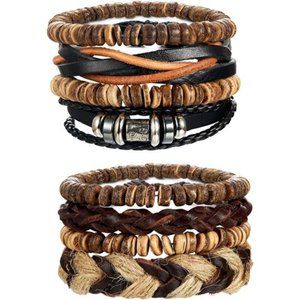 NEW Mens Leather Bracelet Wrap Bracelets